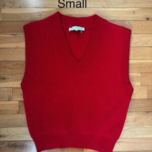 English Factory Red Ribbed V-Neck Sleeveless Sweater Vest